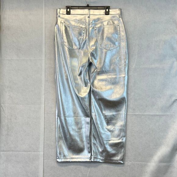 NWT ABERCROMBIE & FITCH Womens 90s Relaxed High Rise Straight Pants 32/14 Silver - Picture 12 of 16